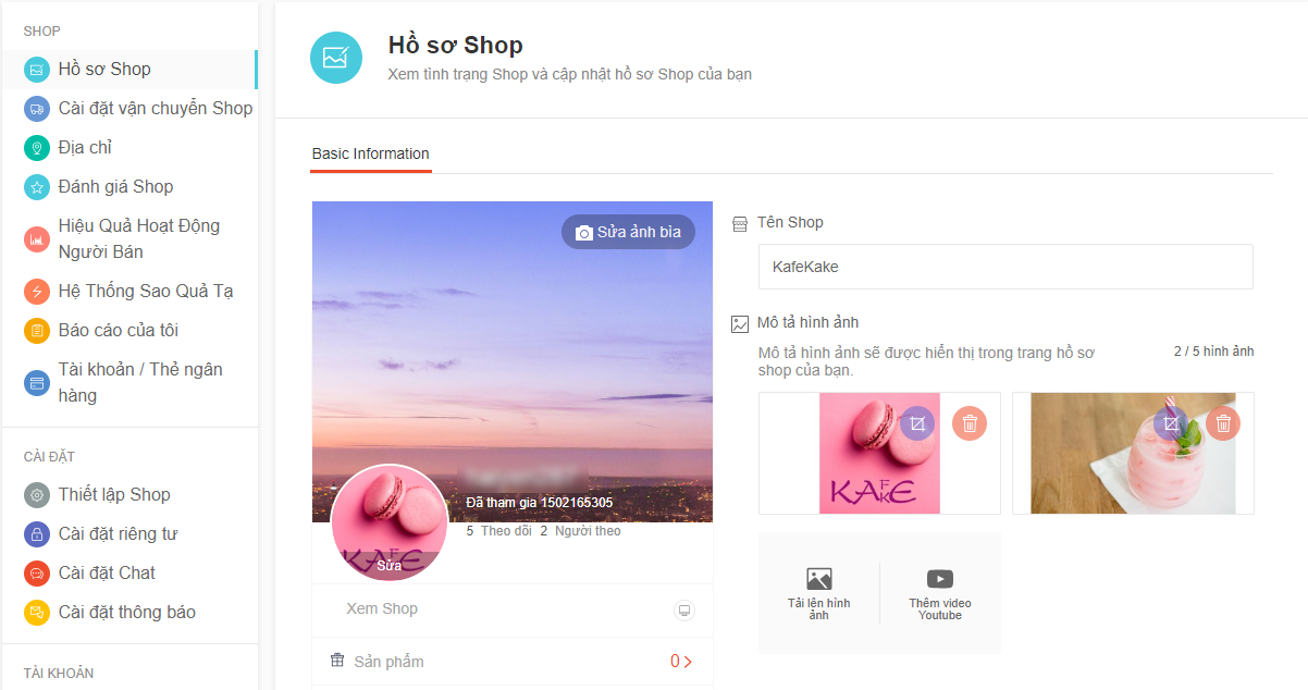Thiết lập gian hàng trên Shopee đầy đủ